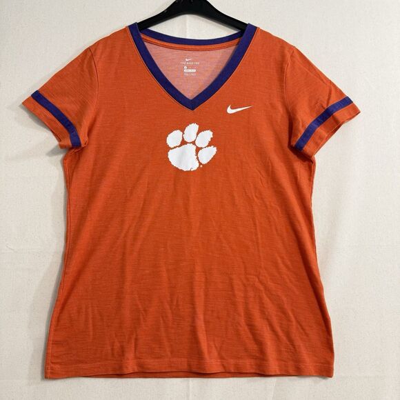 Clemson Tigers T-shirt Ladies Medium Orange Short Sleeve Top NCAA Tee Womens - Picture 1 of 8